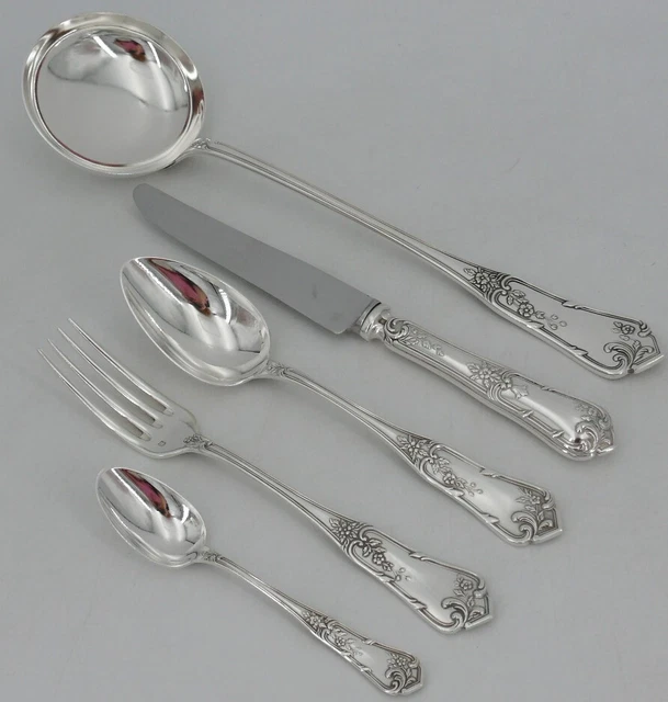 Louis XV Floral Model Boulenger, 51pcs Housewife, Knives, Silver Metal 3