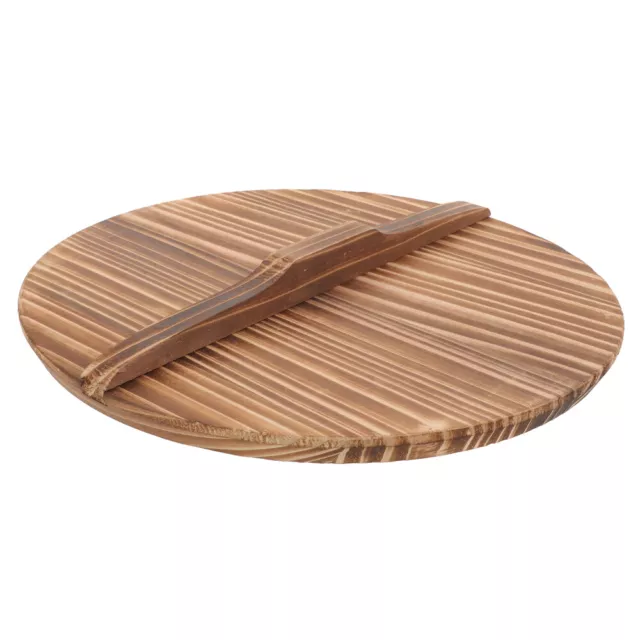Tapa de Wok duradera olla de madera redonda tapa de madera grande para hogar wok 30 cm