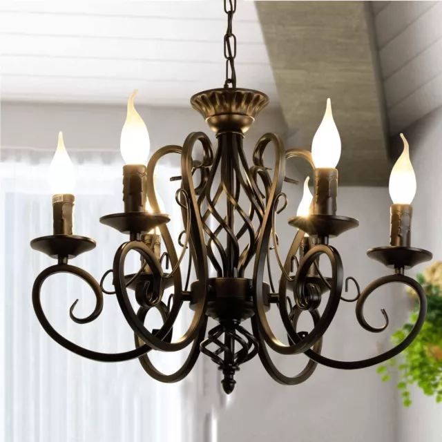 French Country Chandelier,8 Lights Farmhouse Candle Iron Chandeliers,Pendant Lig