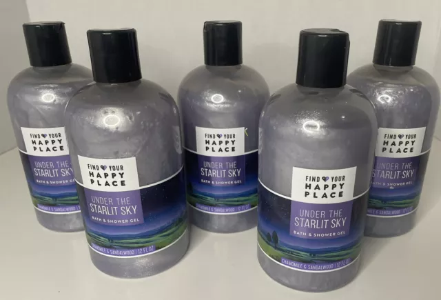 Lot Of 5! Find Your Happy Place Under The Starlit Sky, Bath / Shower Gel Purple