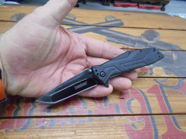 Kershaw Brawler 1990 Assisted Open Knife Liner Lock Plain Edge Tanto Blade