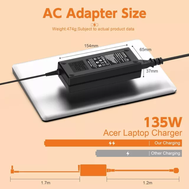 135W Acer Charger for Acer Nitro 5 7 Gaming AN515 AN517 N18C3 N18C4 Aspire 3 3