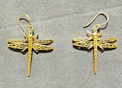 Dragonfly Cute Earrings Brass Bohemian Earrings Golden Dragonfly Gypsy Earrings