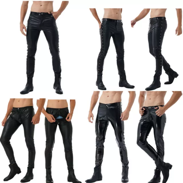 MEN STRETCH FAUX Leather Leggings Pants 70s Clubwear Bottoms Trousers Zip  Crotch £29.58 - PicClick UK