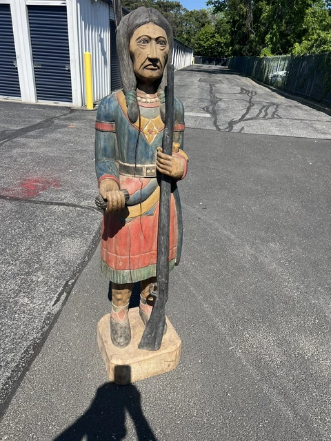 6' CIGAR STORE WOODEN INDIAN ??Chief Sculpture, Native Carved Long Island