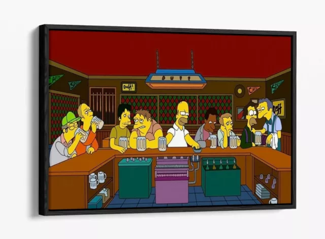 Simpsons The Last Supper -Float Effect Canvas Wall Art Pic Print- Brown Yellow