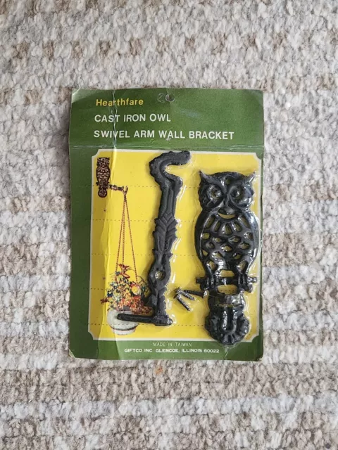 Vintage Hearthfare Cast Iron Owl Swivel Arm Bracket ( New Old Stock )