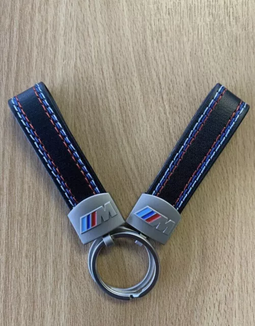 2 X Bmw ✅ Genuine  ✅Leather Metal Keyring Key Chain M Sport M Power Performance