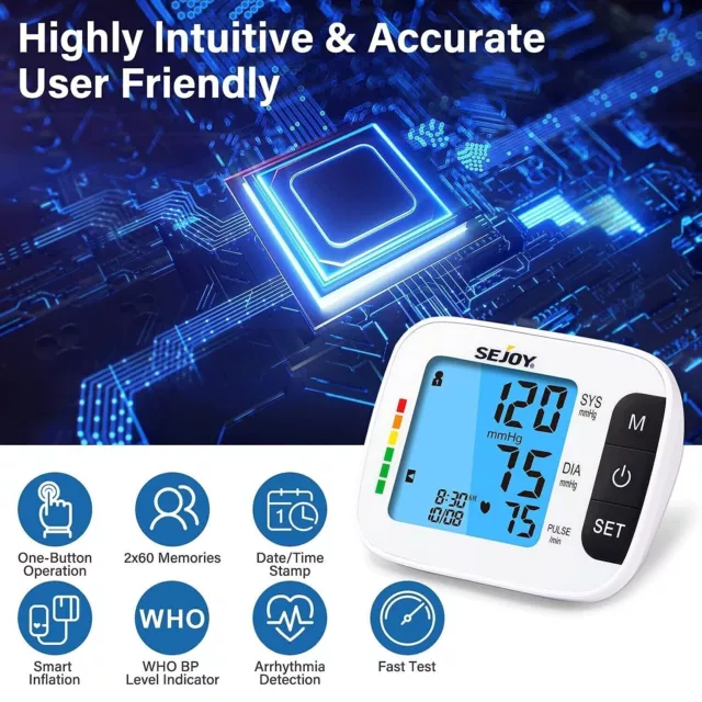 Sejoy Automatic Arm Blood Pressure Monitor - Digital Machine, Upper Arm BP Check 2