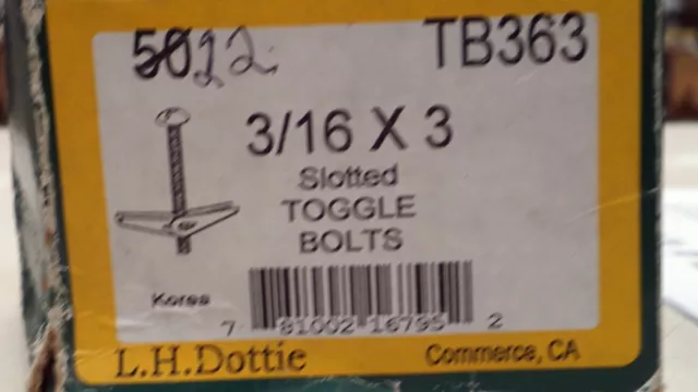 Dottie TB363 Slotted Toggle Bolts