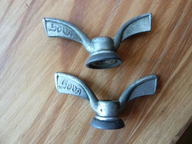 Lot De 6 écrous Papillon SOVA 4 – 4 De 9,5 Mm Et 2 De 8 Mm – Vélo Ancien, Laiton
