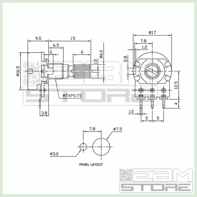 10 pz Potenziometro 50K lineare potenziometri monogiro - ART. O014 3