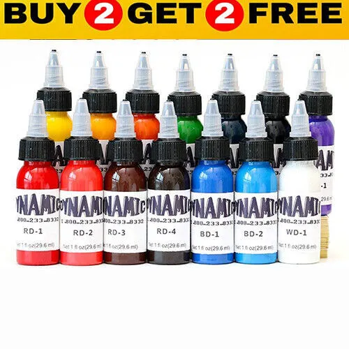 1oz DYNAMIC COLOR Tattoo Ink Red Green Purple White Blue Black Brown Pink Colors 2