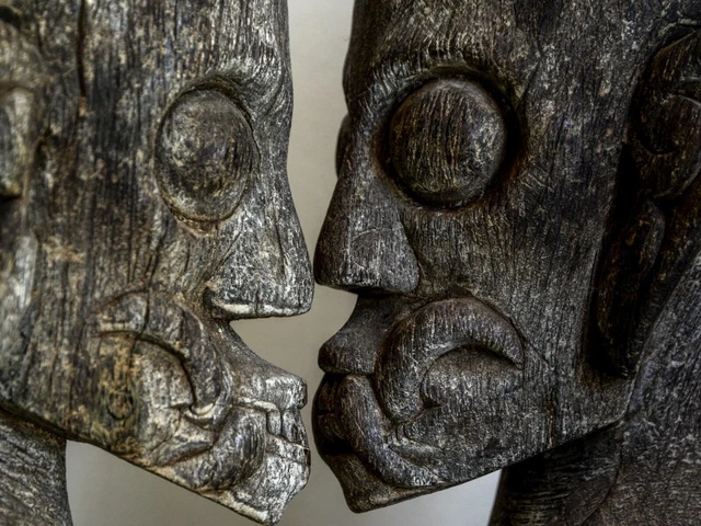Rare Primitive hand carved  Iron wood pair of Hampatong Guardians