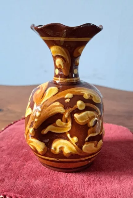 Antique Aller Vale Slip Decorated Pottery Vase