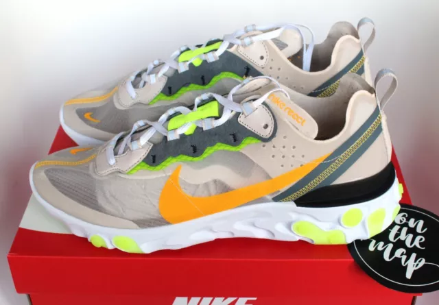 NIKE REACT ELEMENT 87 Light Orewood Brown Orange Touch Lime UK 11