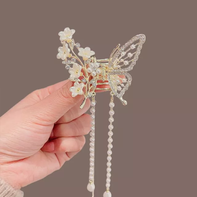 Lily Of The Valley Butterfly Tassel Hair Clips Metal Hair Claw Clips Big Nons Sn