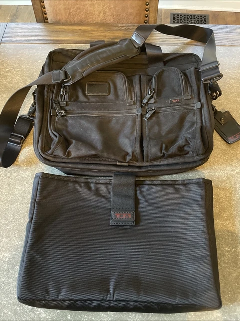 TUMI ALPHA Briefcase Black Ballistic Nylon Expandable File Laptop Bag 26141DH