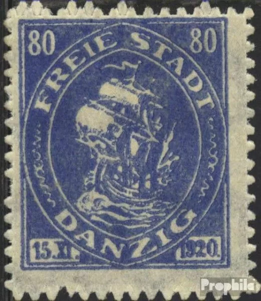Danzig 57 mit Durchstich, Zähnung evtl. fehlerhaft postfrisch 1921 Handelskogge