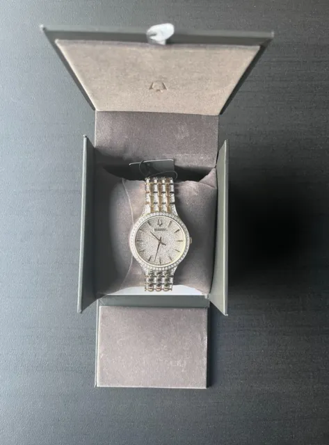 Bulova Phantom Mens Gold Plated Stainless Crystal Quartz Watch 98A229