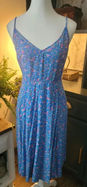 Lulus Brand Womens Size XL Blue Floral Feminine Dress With Pink Flowers And...