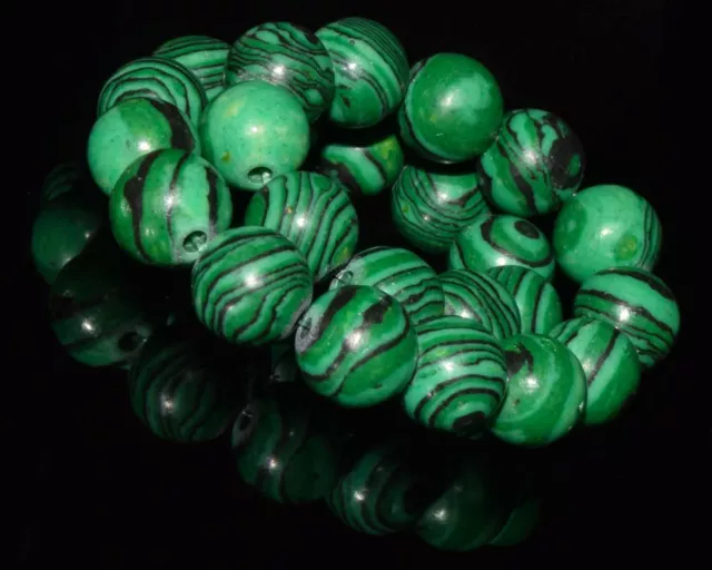 Malachite Bracelet Pierre Précieuse Espacement Rond Sphère Perles 8 MM7 " AN-084 3