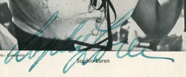 AK Sophia Loren, Film, Autogramm, Original signierte WS-Karte 60er Jahre 2