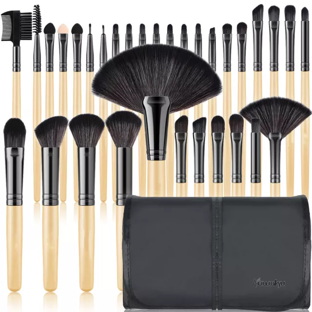 32Pcs Pro Make up Brushes Set Cosmetic Kabuki Tool With Makeup Luxury Bag Black
