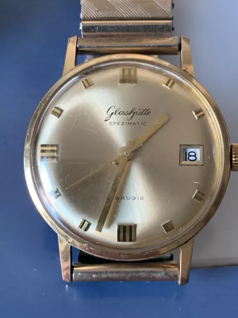 Glashütte Spezimatic 26 Rubis Datum Armbanduhr Uhr DDR GDR GUB 139858 Germany