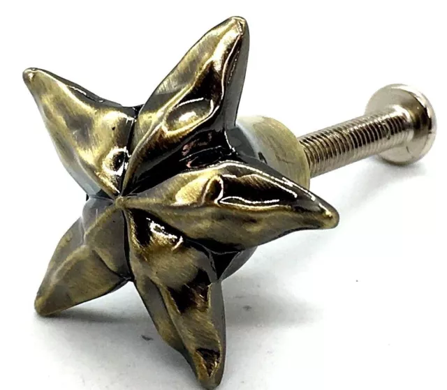 STAR KNOBS 30mm starfish antique brass cupboard door cabinet drawer knob (165)