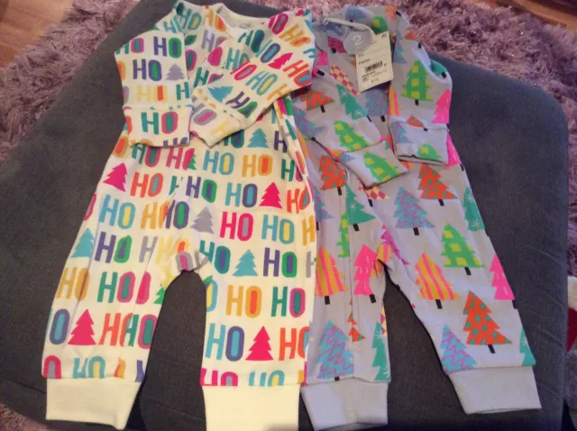 NEXT Baby Girls Christmas Zip-up Sleepsuits X 2 Age 3-6 Months BNWT