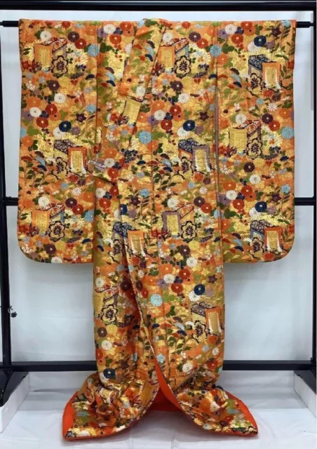 Japanese Kimono Robe Uchikake for Wedding Gold Antique