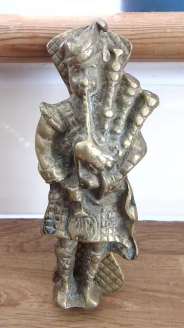 Vintage Brass Door Knocker - Scotsman Playing The Bagpipes