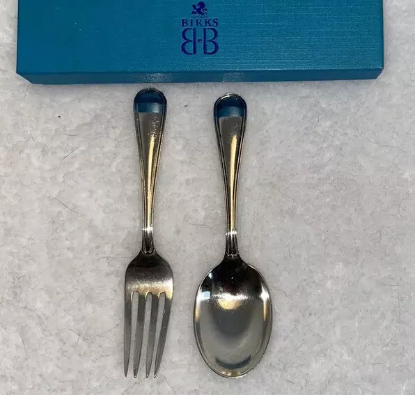 Birks Sterling Silver Baby Set Spoon and Fork.  39g. No Mono.
