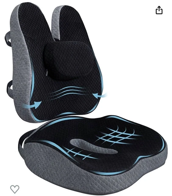 Memory Foam Seat Cushion & Lumbar Support Pillow for Office Chair Car, New
