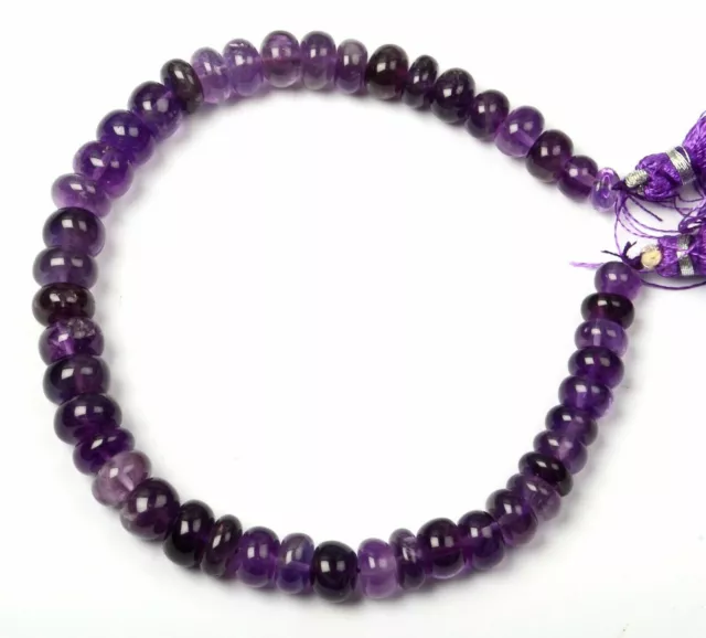 Natural Amethyst 8 Inch Strand 6-8 MM Gemstone Beads Smooth Rondelle Lucky Gifts