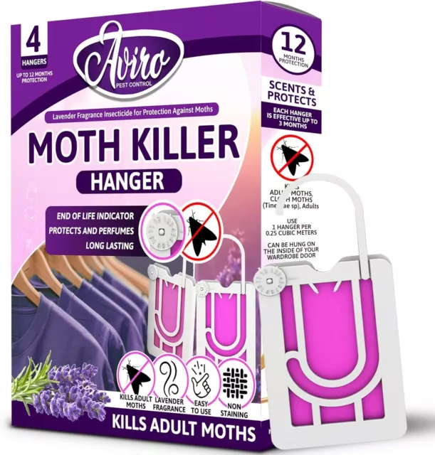 Aviro Moth Killer - Hanging Repellent For Wardrobes 4 count (Pack of 1)