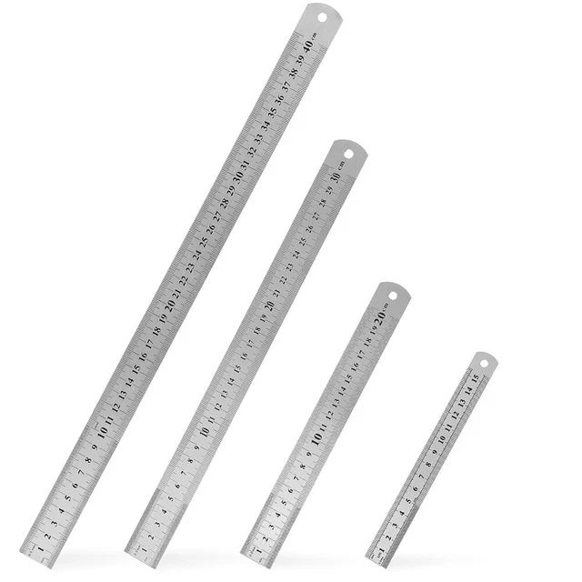 Règles En Acier Inoxydable - Pack De 3 (15, 20, 30 Cm) - Double Face Cm/pouces