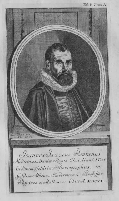 1720 - Johan Isaksen Pontamus Denmark Holland Portrait gravure engraving Kupfer