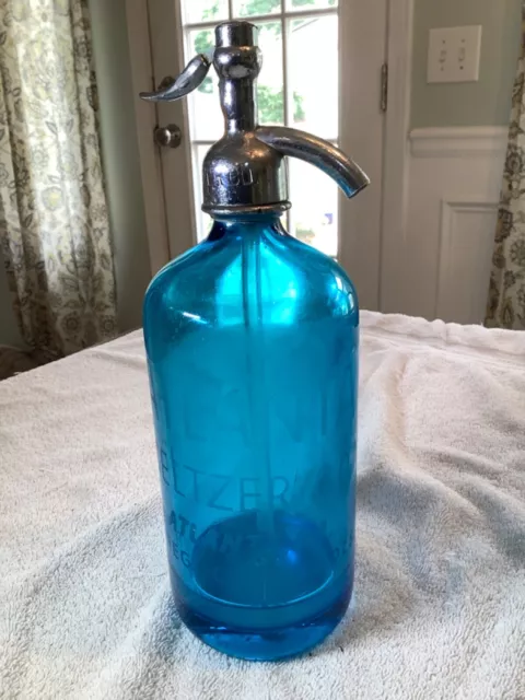Atlanta Ga Seltzer Co Soda Bottle Blue Antique Vintage Matching Top