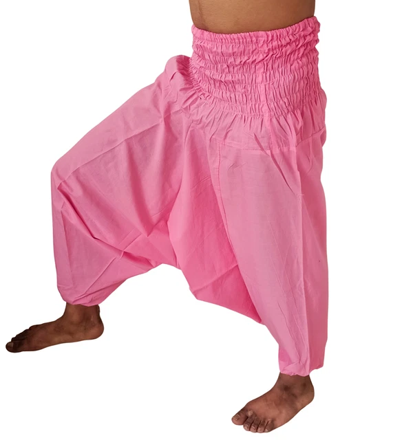 Pantalon Harem Hippie Ali Baba En Coton Indien, Rose Bébé - Taille Unique Femme