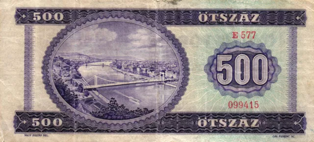 05 Hungary / Ungarn P172a 500 Forint 1969 2