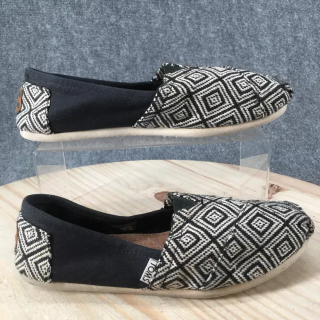 Toms Shoes Womens 9 Alpargata Flats Slip On Loafers Black Fabric Casual Comfort