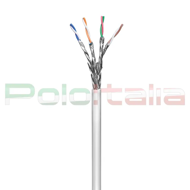 Matassa 100m Ethernet Schermato Cat 6 S/FTP Bobina rotolo cavo di Rete Lan PiMF