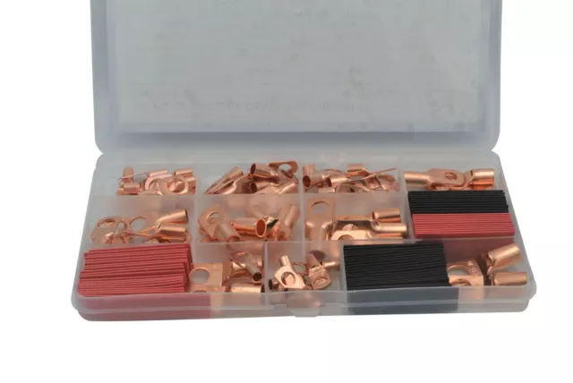 120 Piece Large Gauge Copper Lug Terminal Grab Kit Assortment