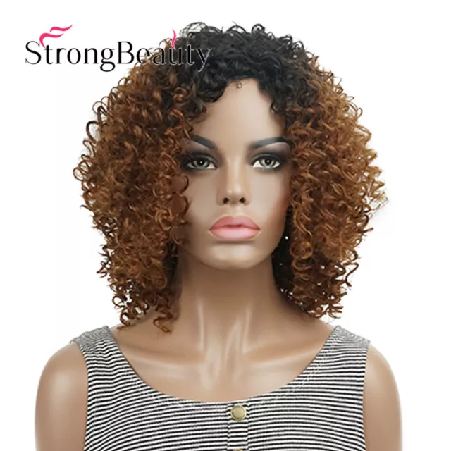 AFRO KINKY CURLY Ombre Brown for Black Women Long Bob Fluffy Hair Synthetic  Wigs $20.89 - PicClick