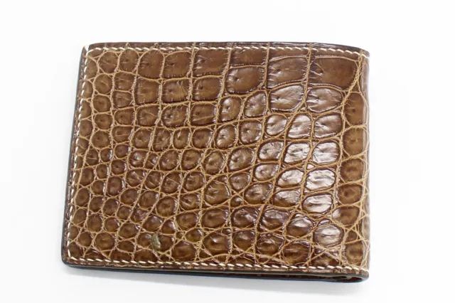 Double Side Handmade Genuine Alligator Crocodile Leather Men's Bifold Wallet