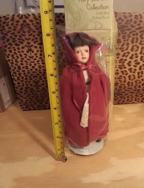 Fairy Tale Collection Little Red Riding Hood Avon Porcelain Doll & Stand 1985