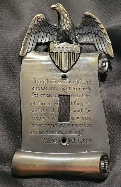 Vintage American Eagle Freedom Thomas Jefferson Brass Single Light Switch Cover