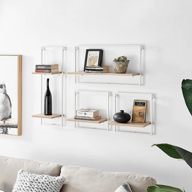 Danya B Framed Wall Art 4-Piece Modern Shelf Set - Metal Frame and MDF Shelves